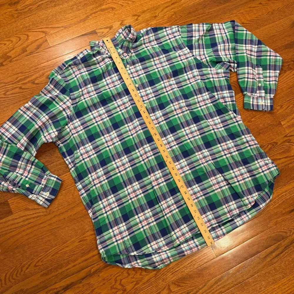 Polo Ralph Lauren Button-Down Shirt Mens 3XLT Madras Plaid Colorful Flesh Pony
